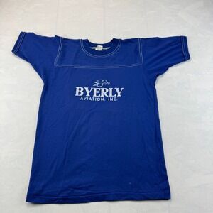 Vintage Bantams Byerly Aviation Mens S Blue Single Stitch Short Sleeve